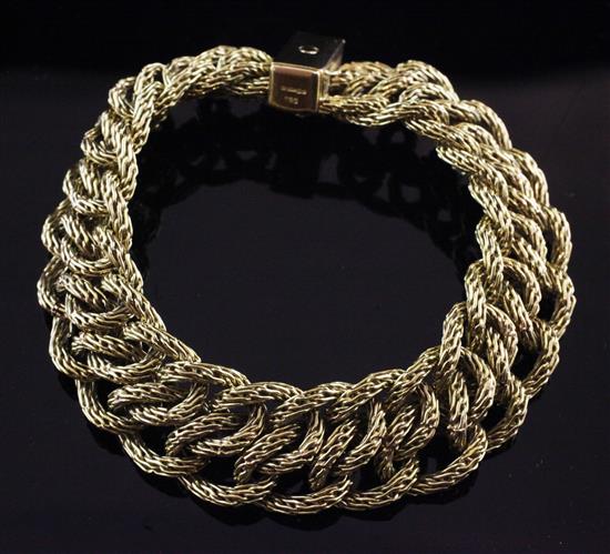 An 18ct gold multi rope twist link bracelet, 8.25in.